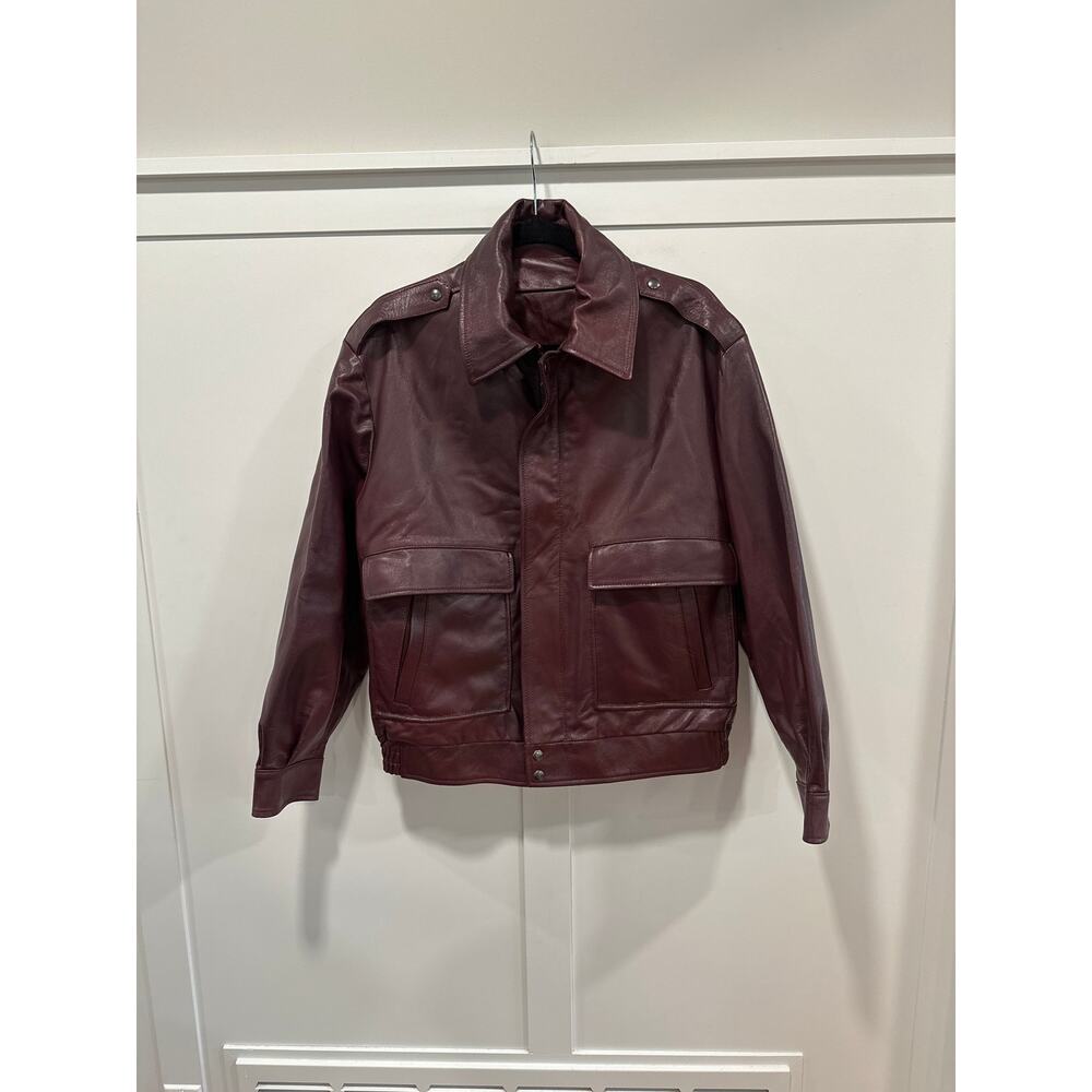 Lavorazione Artigiana Vera Pella Leather Jacket Oxblood Burgundy Size 40